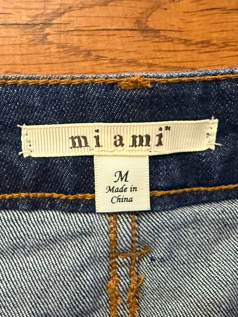 Mi Ami Dark Wash High Waist Denim Mini Skirt Raw Hem Frayed Women's Size Medium